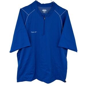 Blue Reebok Pro Function 1/2 Zip Warm-Up‎ Windbreaker Med. Short Sleeve Baseball